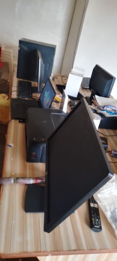 Desktops set up in the lab.